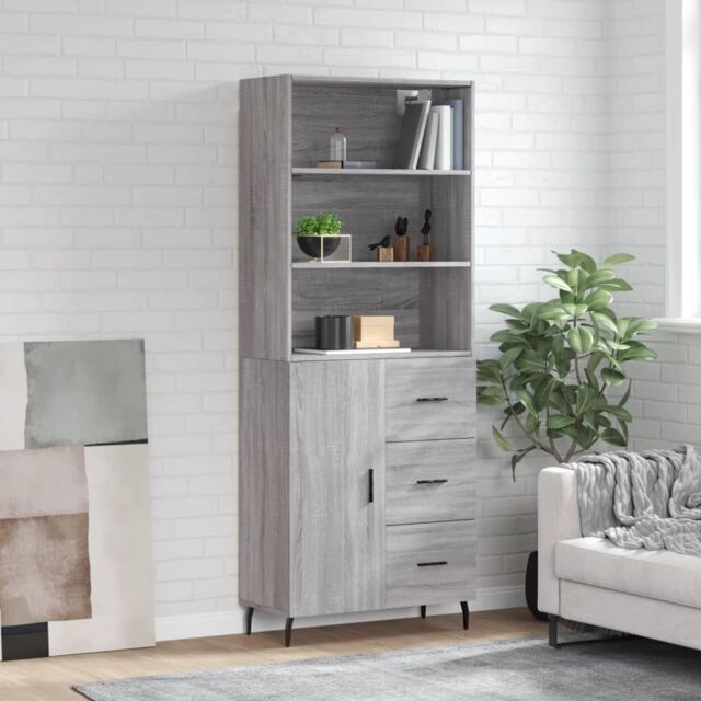 Berkfield Home Highboard Grey Sonoma 69.5x34x180 cm Engineered Wood - image 1
