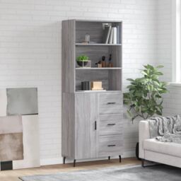 Berkfield Home Highboard Grey Sonoma 69.5x34x180 cm Engineered Wood - thumbnail 1
