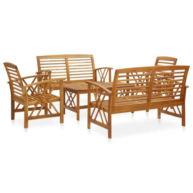 Berkfield Home 5 Piece Garden Lounge Set Solid Acacia Wood in Brown - image 1