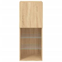 Berkfield Home TV Cabinet with LED Lights Sonoma Oak 40.5x30x102 cm in Light Tan - thumbnail 9