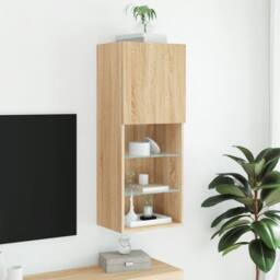 Berkfield Home TV Cabinet with LED Lights Sonoma Oak 40.5x30x102 cm in Light Tan - thumbnail 4