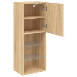 Berkfield Home TV Cabinet with LED Lights Sonoma Oak 40.5x30x102 cm in Light Tan - thumbnail 8