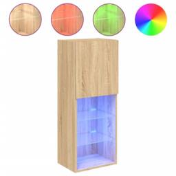 Berkfield Home TV Cabinet with LED Lights Sonoma Oak 40.5x30x102 cm in Light Tan - thumbnail 1