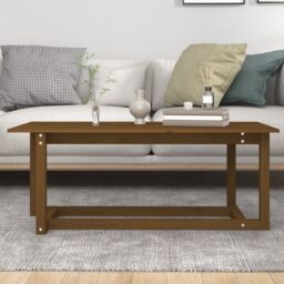 Berkfield Home Coffee Table Honey Brown 110x55x45 cm Solid Wood Pine - Size: 110 x 55 x 45 cm - thumbnail 5