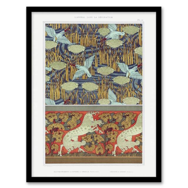 Artery8 Kingfisher Bird & Horse Pattern Vintage Framed Wall Art Print Verneuil - Size: A4 - image 1