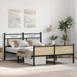 Berkfield Home Bed Frame Frame Sonoma Oak 150x200 cm King Size Wood in Light Oak - thumbnail 5