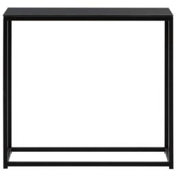 Wyld and Coco Modern Console Table Black Tempered Glass Top Open Metal Base - thumbnail 4