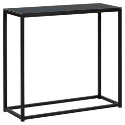 Wyld and Coco Modern Console Table Black Tempered Glass Top Open Metal Base - thumbnail 2