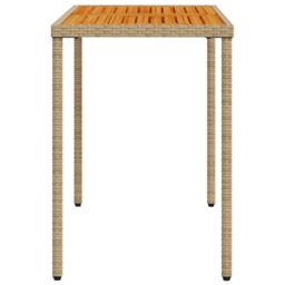 Berkfield Home Garden Table with Acacia Wood Top Beige 115x54x74 cm Poly Rattan - Size: 115 x 54 x 74 cm - thumbnail 5