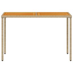 Berkfield Home Garden Table with Acacia Wood Top Beige 115x54x74 cm Poly Rattan - Size: 115 x 54 x 74 cm - thumbnail 4