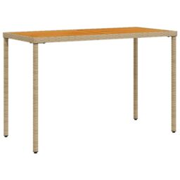 Berkfield Home Garden Table with Acacia Wood Top Beige 115x54x74 cm Poly Rattan - Size: 115 x 54 x 74 cm - thumbnail 2