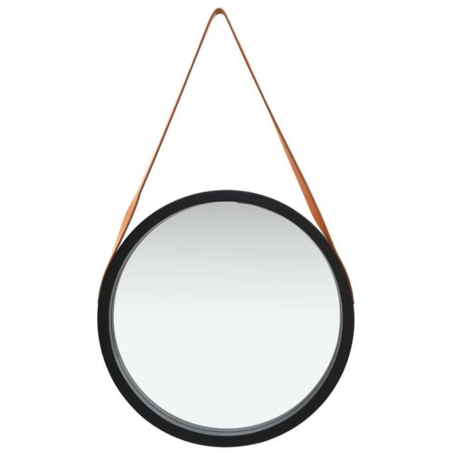 Berkfield Home Wall Mirror with Strap 50 cm Black - image 1