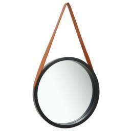 Berkfield Home Wall Mirror with Strap 50 cm Black - thumbnail 2