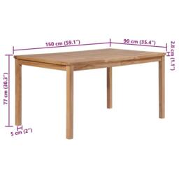 Berkfield Home Garden Table 150x90x77 cm Solid Teak Wood in Brown - Size: 150 x 90 x 77 cm - thumbnail 6