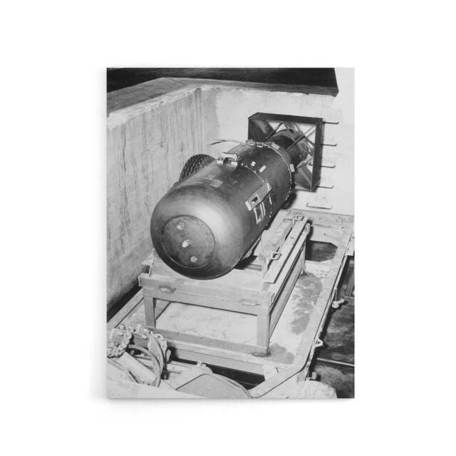 "Artery8 USA Atomic Bomb Little Boy WWII Canvas Wall Art Print in Grey - Size: W18"" x H24""" - image 1