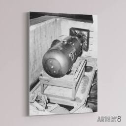 "Artery8 USA Atomic Bomb Little Boy WWII Canvas Wall Art Print in Grey - Size: W18"" x H24""" - thumbnail 2