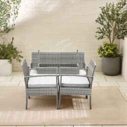 FurnitureboxUK Porto Grey PE Rattan Outdoor Garden 4 Seat Coffee Table & Chairs Set, 2 Chairs 2 Seater Garden Bench - thumbnail 7