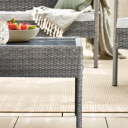 FurnitureboxUK Porto Grey PE Rattan Outdoor Garden 4 Seat Coffee Table & Chairs Set, 2 Chairs 2 Seater Garden Bench - thumbnail 6