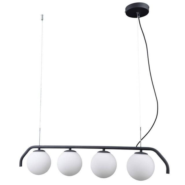 Netlighting Modern Hanging Pendant Satin Black 4 Light with White Shade G9 - image 1