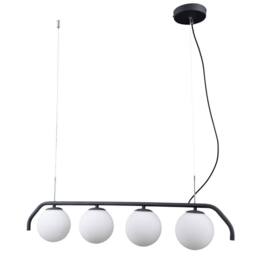 Netlighting Modern Hanging Pendant Satin Black 4 Light with White Shade G9