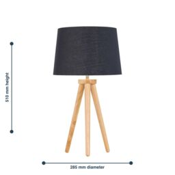 First Choice Lighting Voyage - Light Oak Table Lamp or Bedside Light with Black & Gold Shade in Brown - thumbnail 5