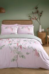 Soiree 'Enya' 100% Cotton Floral Print Duvet Cover Set in Pink - Size: King - thumbnail 1