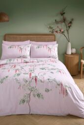 Soiree 'Enya' 100% Cotton Floral Print Duvet Cover Set in Pink - Size: King - thumbnail 4
