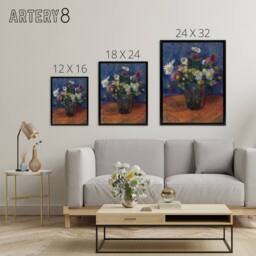 "Artery8 Flower Bouquet in Vase Still Life Glackens Framed Canvas Wall Art - Size: W12"" x H16""" - thumbnail 4