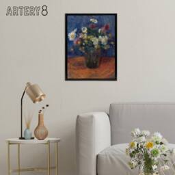 "Artery8 Flower Bouquet in Vase Still Life Glackens Framed Canvas Wall Art - Size: W12"" x H16""" - thumbnail 3