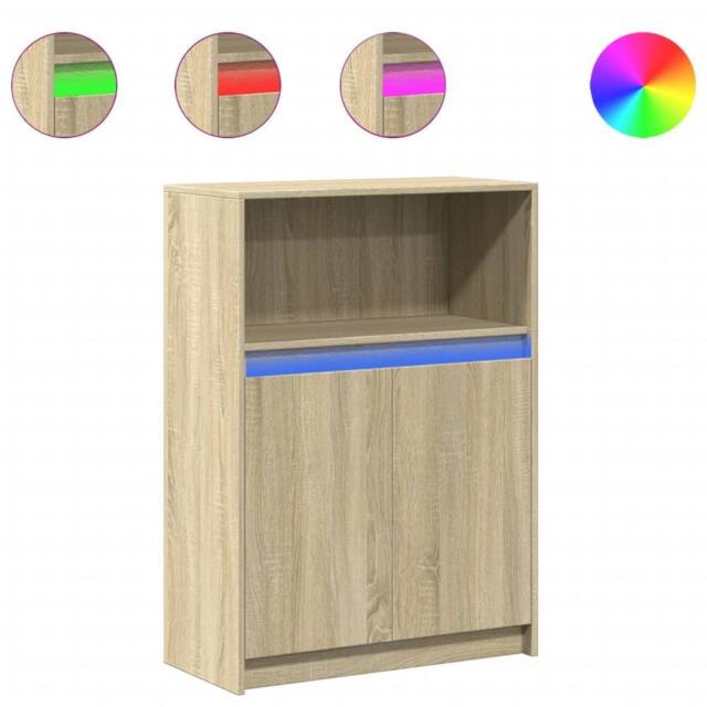 Berkfield Home Sideboard with LED Sonoma Oak 72x34x100 cm Engineered Wood in Tan - Size: 72 x 34 x 100 cm - image 1