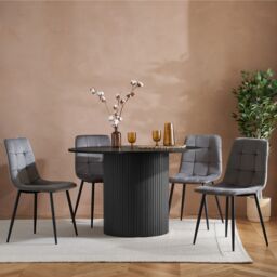 Birlea Round Fluted Dining Table Axel in Black - thumbnail 2