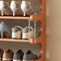 FORGEVIO 6 Tier Wooden Shoe Rack Storage Shelf Unit Cabinet Organiser in Brown - thumbnail 5