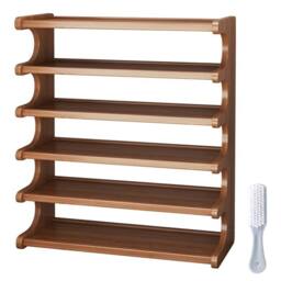FORGEVIO 6 Tier Wooden Shoe Rack Storage Shelf Unit Cabinet Organiser in Brown - thumbnail 3