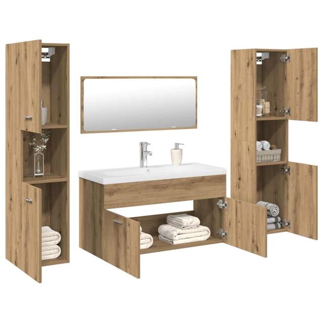 Berkfield Home 5 Piece Bathroom Furniture Set Artisan Oak Engineered Wood in Brown