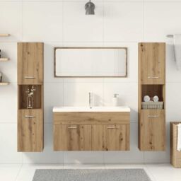 Berkfield Home 5 Piece Bathroom Furniture Set Artisan Oak Engineered Wood in Brown - thumbnail 3