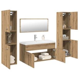 Berkfield Home 5 Piece Bathroom Furniture Set Artisan Oak Engineered Wood in Brown - thumbnail 1