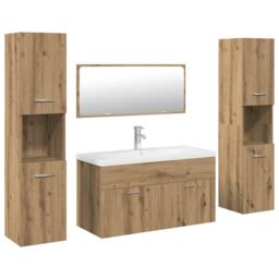 Berkfield Home 5 Piece Bathroom Furniture Set Artisan Oak Engineered Wood in Brown - thumbnail 2