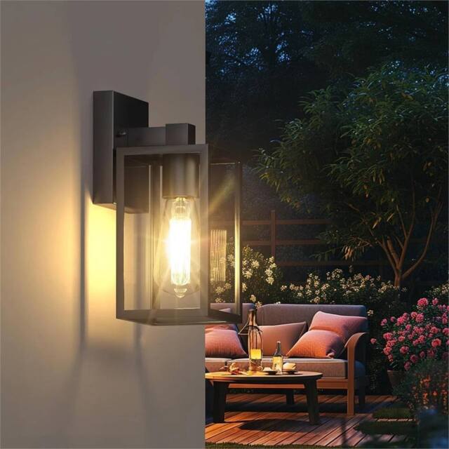VOGREX Small Outdoor Wall Light, Traditional Garden Lantern, IP54 in Black - image 1