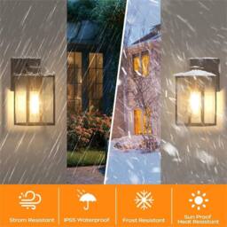 VOGREX Small Outdoor Wall Light, Traditional Garden Lantern, IP54 in Black - thumbnail 5