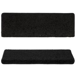 Berkfield Home Carpet Stair Treads 15 pcs 65x21x4 cm Black - Size: Medium - thumbnail 4