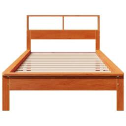 Berkfield Home Bookcase Bed Frame Wax Brown 75x190 cm Small Single Solid Wood Pine - thumbnail 4
