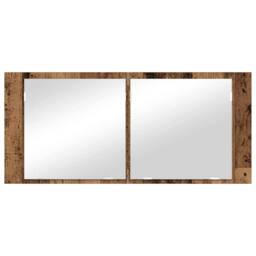 Berkfield Home LED Mirror Cabinet Old Wood 100x12x45 cm Engineered Wood in Brown - Size: 100 x 12 x 45 cm - thumbnail 7