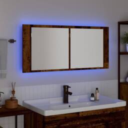 Berkfield Home LED Mirror Cabinet Old Wood 100x12x45 cm Engineered Wood in Brown - Size: 100 x 12 x 45 cm - thumbnail 5