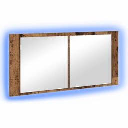 Berkfield Home LED Mirror Cabinet Old Wood 100x12x45 cm Engineered Wood in Brown - Size: 100 x 12 x 45 cm - thumbnail 1