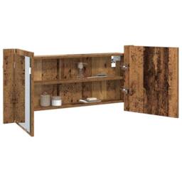 Berkfield Home LED Mirror Cabinet Old Wood 100x12x45 cm Engineered Wood in Brown - Size: 100 x 12 x 45 cm - thumbnail 3