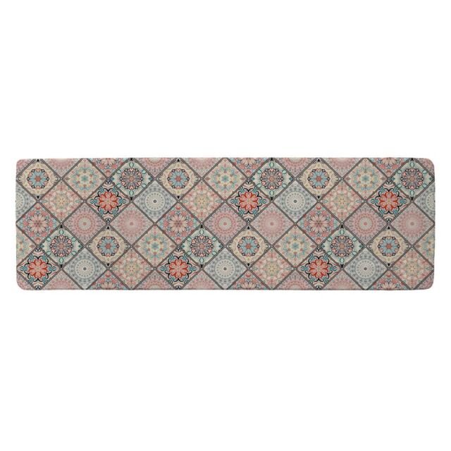 Benjamin Tate Design Luxury Oriental Tile Runner Rug in Natural - Size: 67 cm x 230 cm - image 1