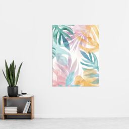 "Artery8 Plant Lover Monstera Leaves Colourful Watercolour Wall Art Print - Size: W24"" x H32""" - thumbnail 4