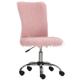 HOMCOM Armless Makeup Vanity Chair, 360° Swivel Computer Chair in Pink - thumbnail 2