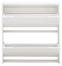 GFW Narrow High Gloss 2 Tier Shoe Cabinet in White - thumbnail 5