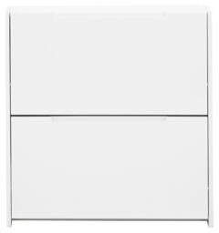 GFW Narrow High Gloss 2 Tier Shoe Cabinet in White - thumbnail 4
